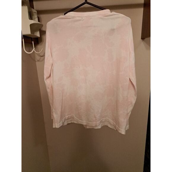 White Stag Cardigan Sz XL White Pink Geometric Button Front Long Sleeve Stretch - Picture 5 of 8